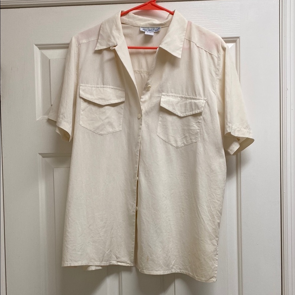 Anna and Frank vintage silk cream shirt, L